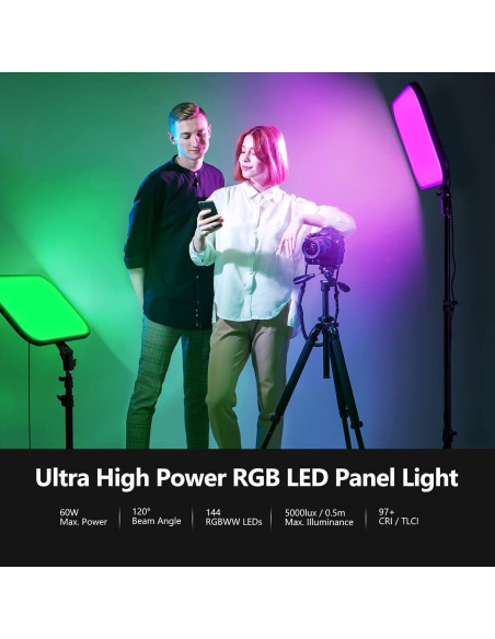 NEEWER Luz LED RGB168 60W con Control App y Soporte 200cm