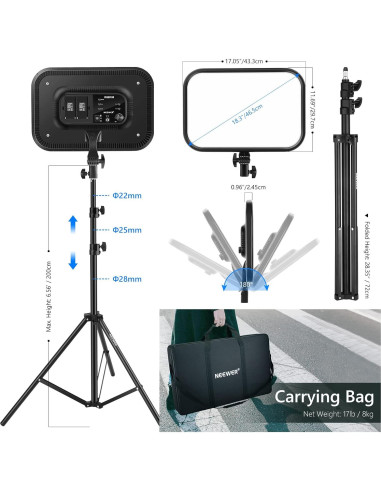 NEEWER Luz LED RGB168 60W con Control App y Soporte 200cm