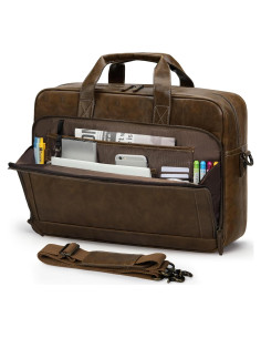 RAINSMORE Maletín para Laptop 16 Pulgadas Cuero Vintage