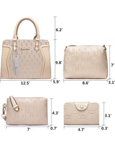 Conjunto de 4 Bolsos de Moda para Mujeres - Negro