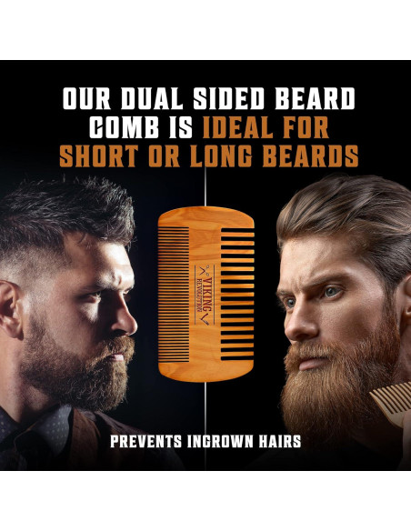 Juego de Peine y Cepillo para Barba Viking Revolution - Natural