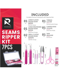 Kit de Costura Riveda 7 Pcs - Descosedores, Tijeras y Cinta Métrica 2