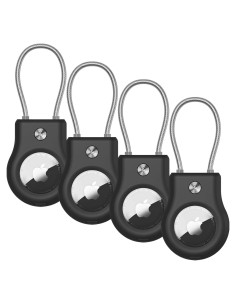 Soporte para llavero AirTag BOBOBEV - Funda anti-pérdida negra