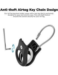 Soporte para llavero AirTag BOBOBEV - Funda anti-pérdida negra 2