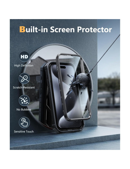 Funda FNTCASE para iPhone 15 Pro Max con Soporte y Protector