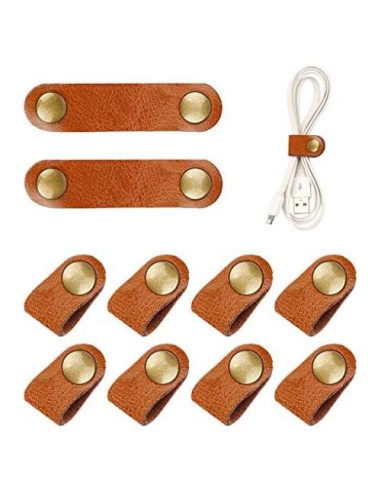 10 Pcs Sujetadores de Cables de Cuero Pengxiaomei Marrón