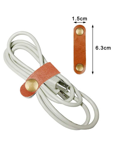 10 Pcs Sujetadores de Cables de Cuero Pengxiaomei Marrón