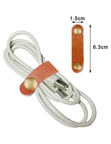 10 Pcs Sujetadores de Cables de Cuero Pengxiaomei Marrón