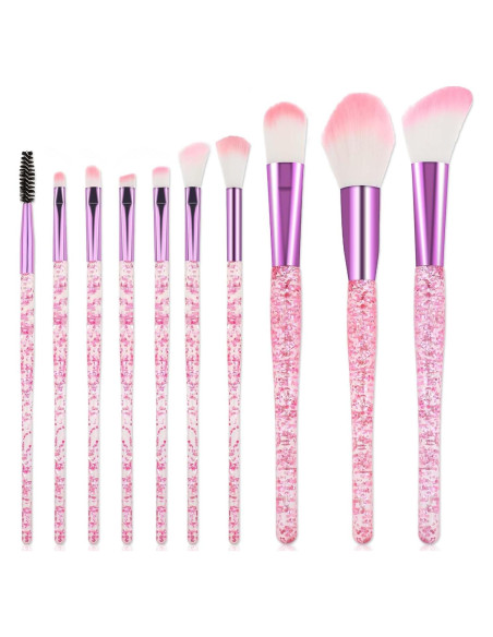 Juego de 10 Brochas de Maquillaje Rosa Salbsever