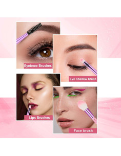 Juego de 10 Brochas de Maquillaje Rosa Salbsever 2