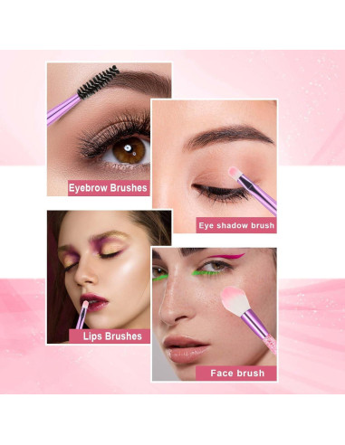Juego de 10 Brochas de Maquillaje Rosa Salbsever