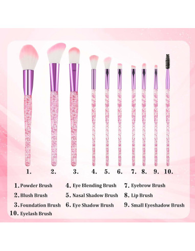 Juego de 10 Brochas de Maquillaje Rosa Salbsever