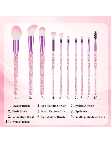 Juego de 10 Brochas de Maquillaje Rosa Salbsever