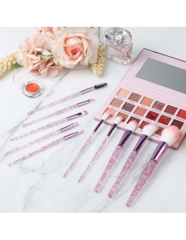 Juego de 10 Brochas de Maquillaje Rosa Salbsever
