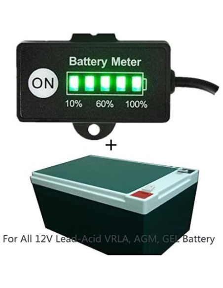 Indicador de Batería 12V Aomlike LED 5 Segmentos Negro