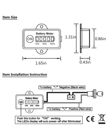 Indicador de Batería 12V Aomlike LED 5 Segmentos Negro