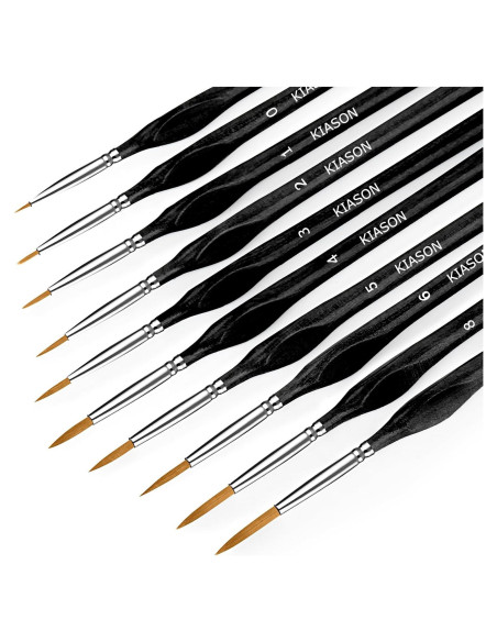 Set de 10 Pinceles KIASON para Pintura Detallada Negro Set de 10 Pinceles KIASON para Pintura Detallada Negro