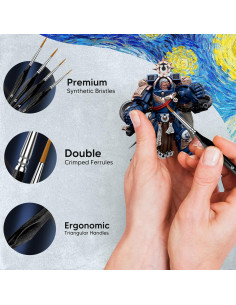 Set de 10 Pinceles KIASON para Pintura Detallada Negro 2