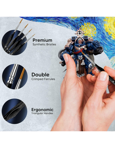 Set de 10 Pinceles KIASON para Pintura Detallada Negro Set de 10 Pinceles KIASON para Pintura Detallada Negro