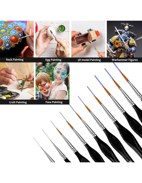 Set de 10 Pinceles KIASON para Pintura Detallada Negro Set de 10 Pinceles KIASON para Pintura Detallada Negro