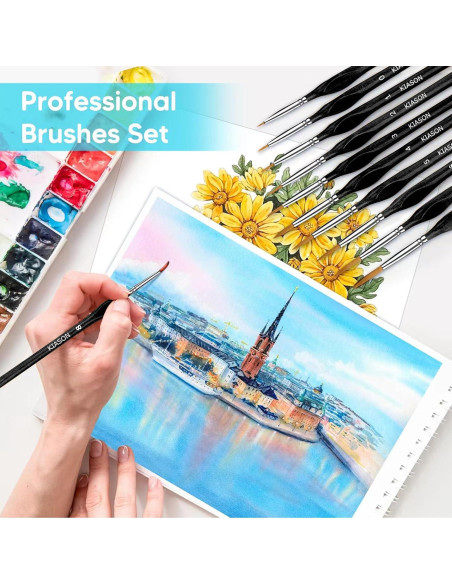 Set de 10 Pinceles KIASON para Pintura Detallada Negro Set de 10 Pinceles KIASON para Pintura Detallada Negro