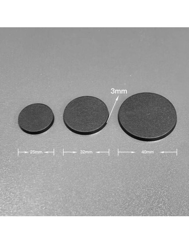 Bases Redondas de Plástico NC EBCO 50 Pcs 25mm 32mm 40mm