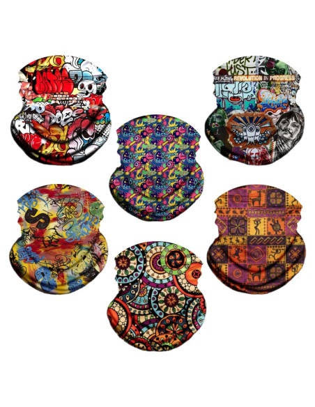 Paquete de 6 Gaiters de Cuello Bandana Multifuncional