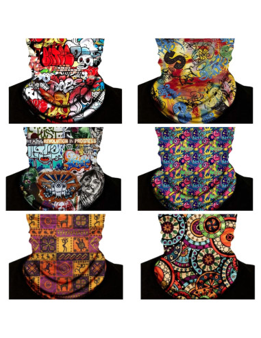Paquete de 6 Gaiters de Cuello Bandana Multifuncional