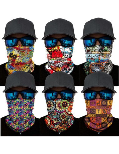 Paquete de 6 Gaiters de Cuello Bandana Multifuncional