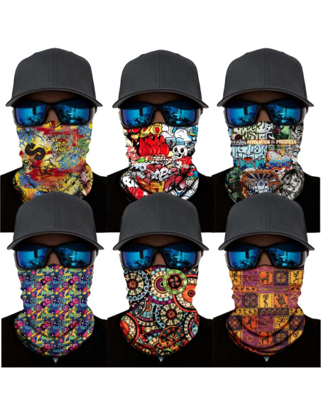 Paquete de 6 Gaiters de Cuello Bandana Multifuncional