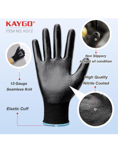 Guantes de Trabajo KAYGO KG12N Nitrilo 12 Pares T. Grande 2