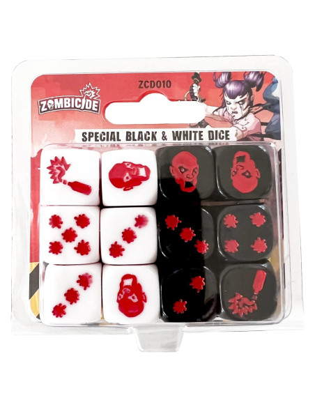 Dados Especiales Zombicide CMON 12 Piezas Blanco y Negro Dados Especiales Zombicide CMON 12 Piezas Blanco y Negro