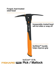 Pico Mattock Fiskars Pro IsoCore 0.68 kg Mango Antideslizante 2