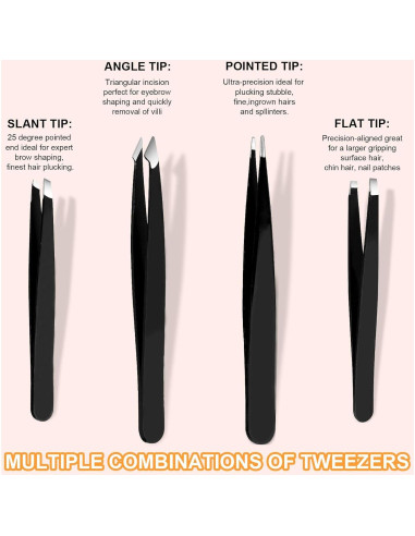 Kit de Pinzas Yougai 9 Piezas Acero Inoxidable Estuche