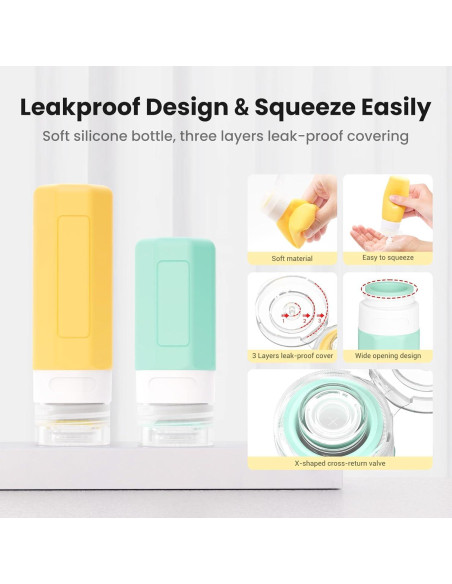 17 Piezas Botellas de Viaje Ruinovate Aprobadas TSA