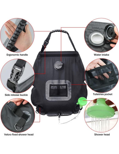 Bolsa de Ducha Solar NODG 20L con Manguera y Cabezal
