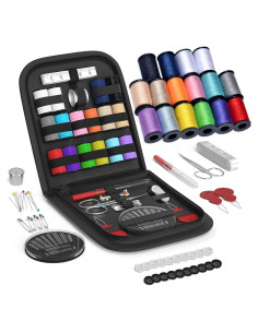 Kit de Costura Portátil con Accesorios Completo - Negro
