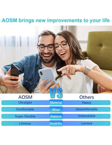 Gafas AOSM Anti Luz Azul Cuadradas UV400 para Adultos