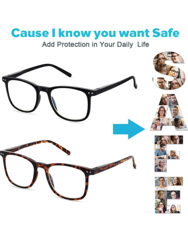 Gafas AOSM Anti Luz Azul Cuadradas UV400 para Adultos