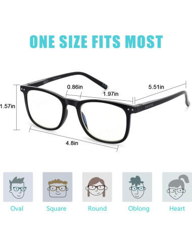 Gafas AOSM Anti Luz Azul Cuadradas UV400 para Adultos