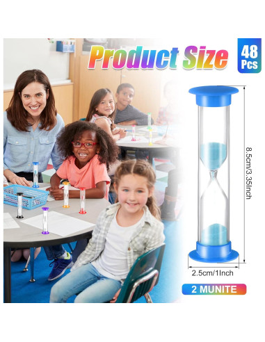 Temporizador de Arena 48 Pcs Queekay 2 Minutos Colorido
