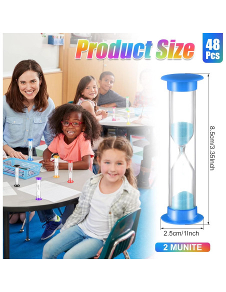 Temporizador de Arena 48 Pcs Queekay 2 Minutos Colorido