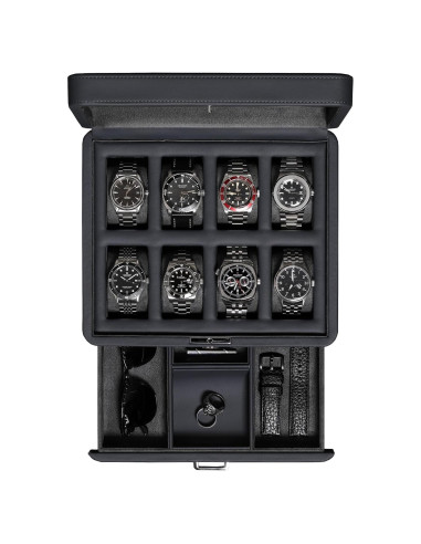Caja de Reloj Rothwell 8 Compartimentos con Cajón Valet