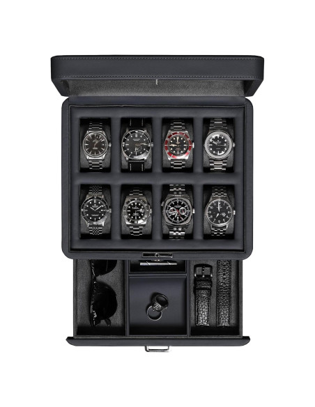 Caja de Reloj Rothwell 8 Compartimentos con Cajón Valet
