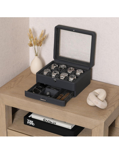 Caja de Reloj Rothwell 8 Compartimentos con Cajón Valet