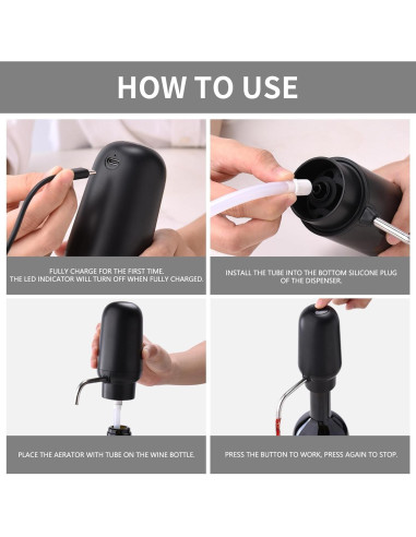 CIRCLE JOY Abrebotellas Eléctrico con Aerador y Tapón - Negro