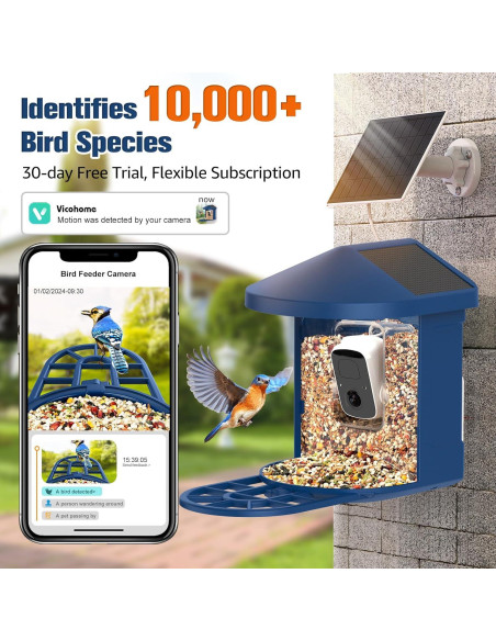 Comedero de Aves PeckCam con Cámara 2K y Solar IP65
