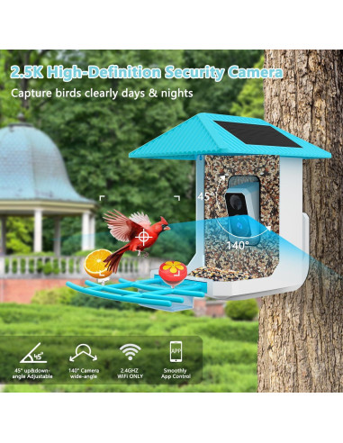 Comedero para Aves Tutoview 2.5L con Cámara HD y Solar