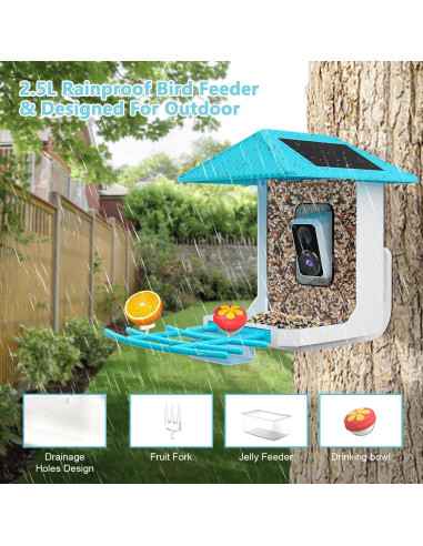 Comedero para Aves Tutoview 2.5L con Cámara HD y Solar