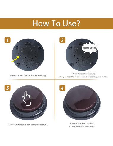 Botón de Grabación de Voz PELTEFLU 30 Segundos 4 Colores